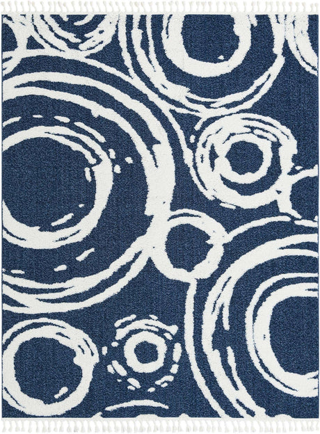 Blue 7' 10 x 10' Boho Rectangle Area Rug 100% Polyester With Cotton Backing Geometric Modern Boho Bohemian Decor Carpet for Living Rooms Office Dining Kitchen Unique Interior Design for Sale at Rug Engine