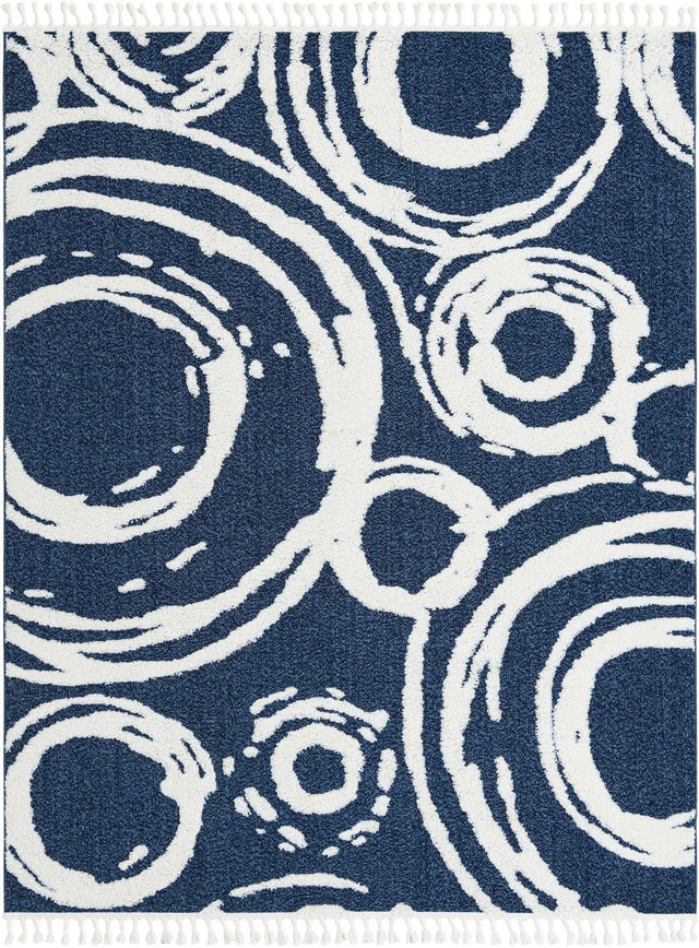 Blue 7' 10 x 10' Boho Rectangle Area Rug 100% Polyester With Cotton Backing Geometric Modern Boho Bohemian Decor Carpet for Living Rooms Office Dining Kitchen Unique Interior Design for Sale at Rug Engine