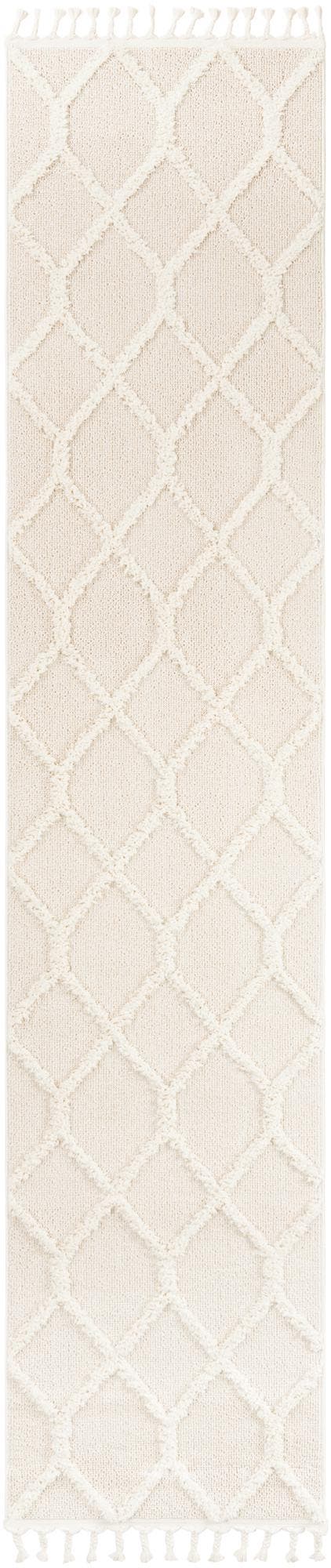 Ivory 2' 7 x 12' Boho Runner Area Rug 100% Polyester With Cotton Backing Geometric Modern Boho Bohemian Decor Carpet for Living Rooms Office Dining Kitchen Unique Interior Design for Sale at Rug Engine