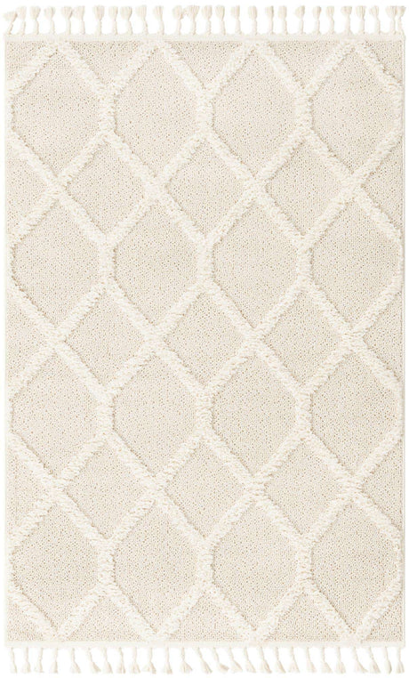 Ivory 2' x 3' 1 Boho Rectangle Area Rug 100% Polyester With Cotton Backing Geometric Modern Boho Bohemian Decor Carpet for Living Rooms Office Dining Kitchen Unique Interior Design for Sale at Rug Engine