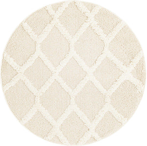 Ivory 3' 3 x 3' 3 Boho Round Area Rug 100% Polyester With Cotton Backing Geometric Modern Boho Bohemian Decor Carpet for Living Rooms Office Dining Kitchen Unique Interior Design for Sale at Rug Engine