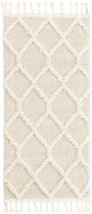 Ivory 2' x 4' 1 Boho Runner Area Rug 100% Polyester With Cotton Backing Geometric Modern Boho Bohemian Decor Carpet for Living Rooms Office Dining Kitchen Unique Interior Design for Sale at Rug Engine