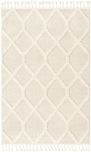 Ivory 4' 1 x 6' 1 Boho Rectangle Area Rug 100% Polyester With Cotton Backing Geometric Modern Boho Bohemian Decor Carpet for Living Rooms Office Dining Kitchen Unique Interior Design for Sale at Rug Engine