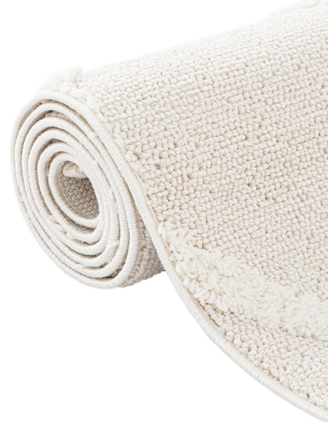 Ivory 3' 3 x 3' 3 Boho Round Area Rug 100% Polyester With Cotton Backing Geometric Modern Boho Bohemian Decor Carpet for Living Rooms Office Dining Kitchen Unique Interior Design for Sale at Rug Engine