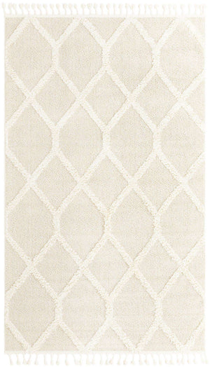 Ivory 5' 3 x 8' Boho Rectangle Area Rug 100% Polyester With Cotton Backing Geometric Modern Boho Bohemian Decor Carpet for Living Rooms Office Dining Kitchen Unique Interior Design for Sale at Rug Engine
