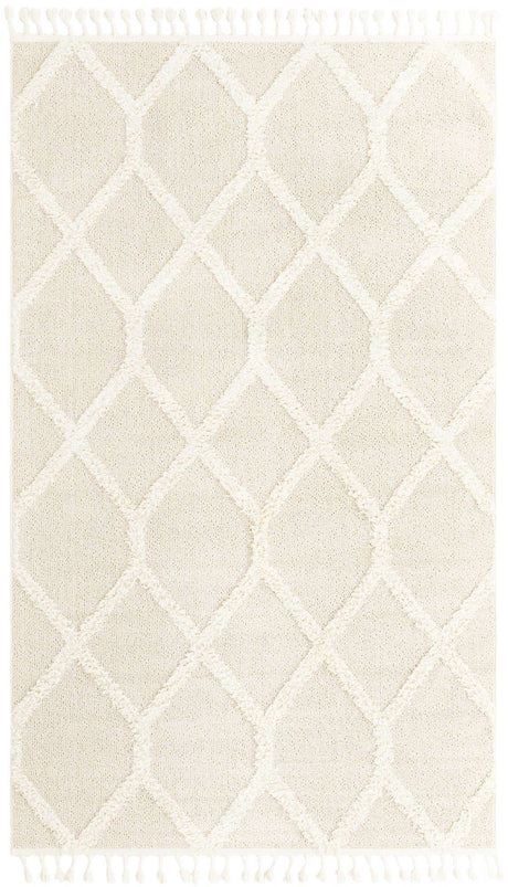 Ivory 5' 3 x 8' Boho Rectangle Area Rug 100% Polyester With Cotton Backing Geometric Modern Boho Bohemian Decor Carpet for Living Rooms Office Dining Kitchen Unique Interior Design for Sale at Rug Engine