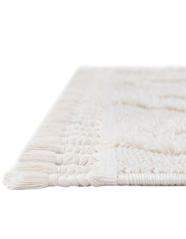Ivory 2' x 4' 1 Boho Runner Area Rug 100% Polyester With Cotton Backing Geometric Modern Boho Bohemian Decor Carpet for Living Rooms Office Dining Kitchen Unique Interior Design for Sale at Rug Engine
