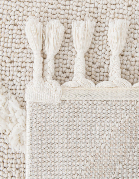Ivory 2' x 6' 1 Boho Runner Area Rug 100% Polyester With Cotton Backing Geometric Modern Boho Bohemian Decor Carpet for Living Rooms Office Dining Kitchen Unique Interior Design for Sale at Rug Engine