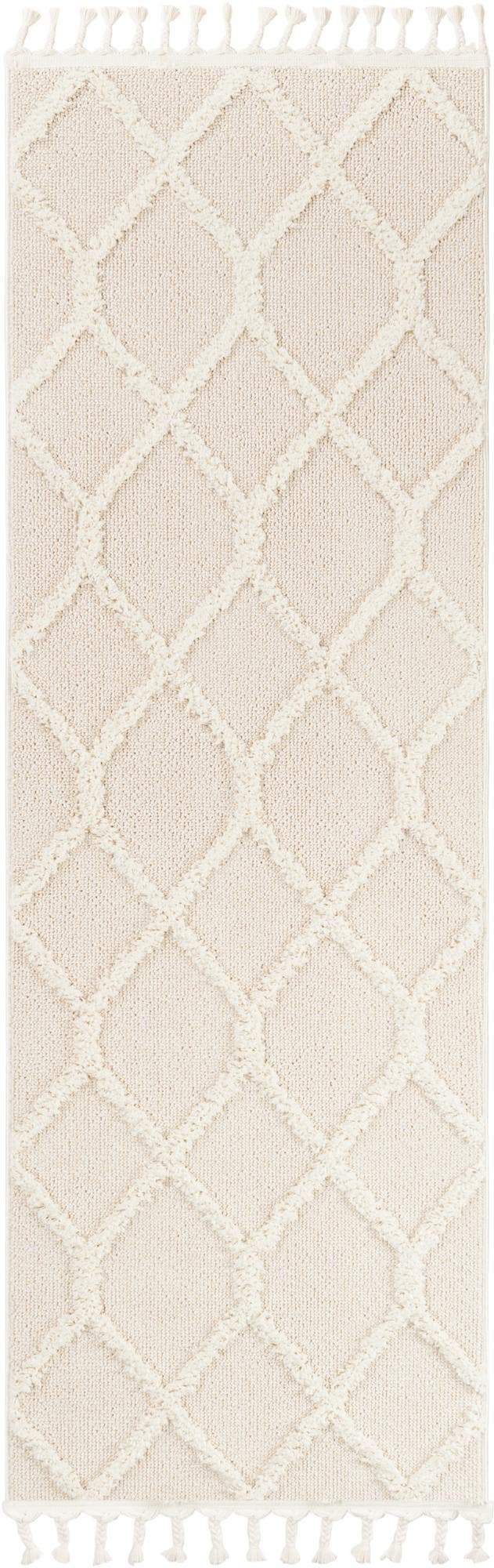 Ivory 2' x 6' 1 Boho Runner Area Rug 100% Polyester With Cotton Backing Geometric Modern Boho Bohemian Decor Carpet for Living Rooms Office Dining Kitchen Unique Interior Design for Sale at Rug Engine