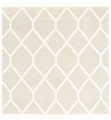 Ivory 7' 10 x 7' 10 Boho Square Area Rug 100% Polyester With Cotton Backing Geometric Modern Boho Bohemian Decor Carpet for Living Rooms Office Dining Kitchen Unique Interior Design for Sale at Rug Engine