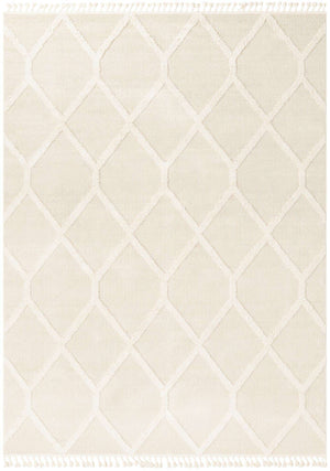 Ivory 9' x 12' Boho Rectangle Area Rug 100% Polyester With Cotton Backing Geometric Modern Boho Bohemian Decor Carpet for Living Rooms Office Dining Kitchen Unique Interior Design for Sale at Rug Engine