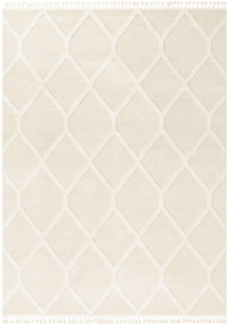 Ivory 9' x 12' Boho Rectangle Area Rug 100% Polyester With Cotton Backing Geometric Modern Boho Bohemian Decor Carpet for Living Rooms Office Dining Kitchen Unique Interior Design for Sale at Rug Engine