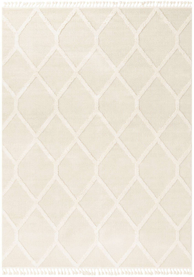 Ivory 9' x 12' Boho Rectangle Area Rug 100% Polyester With Cotton Backing Geometric Modern Boho Bohemian Decor Carpet for Living Rooms Office Dining Kitchen Unique Interior Design for Sale at Rug Engine