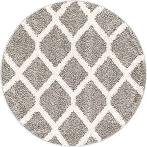 Gray 3' 3 x 3' 3 Boho Round Area Rug 100% Polyester With Cotton Backing Geometric Modern Boho Bohemian Decor Carpet for Living Rooms Office Dining Kitchen Unique Interior Design for Sale at Rug Engine