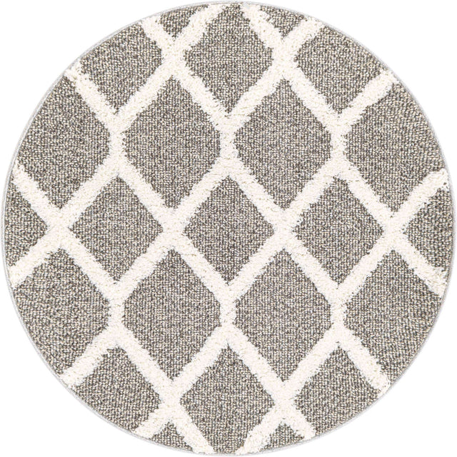 Gray 3' 3 x 3' 3 Boho Round Area Rug 100% Polyester With Cotton Backing Geometric Modern Boho Bohemian Decor Carpet for Living Rooms Office Dining Kitchen Unique Interior Design for Sale at Rug Engine