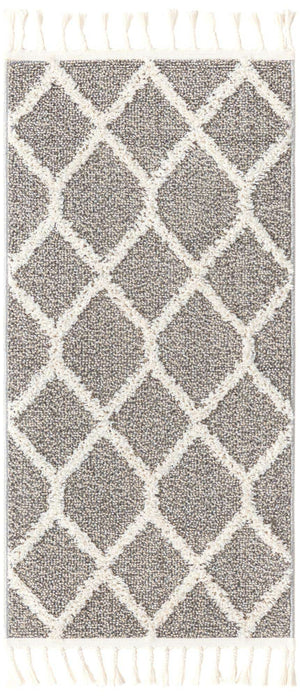 Gray 2' x 4' 1 Boho Runner Area Rug 100% Polyester With Cotton Backing Geometric Modern Boho Bohemian Decor Carpet for Living Rooms Office Dining Kitchen Unique Interior Design for Sale at Rug Engine