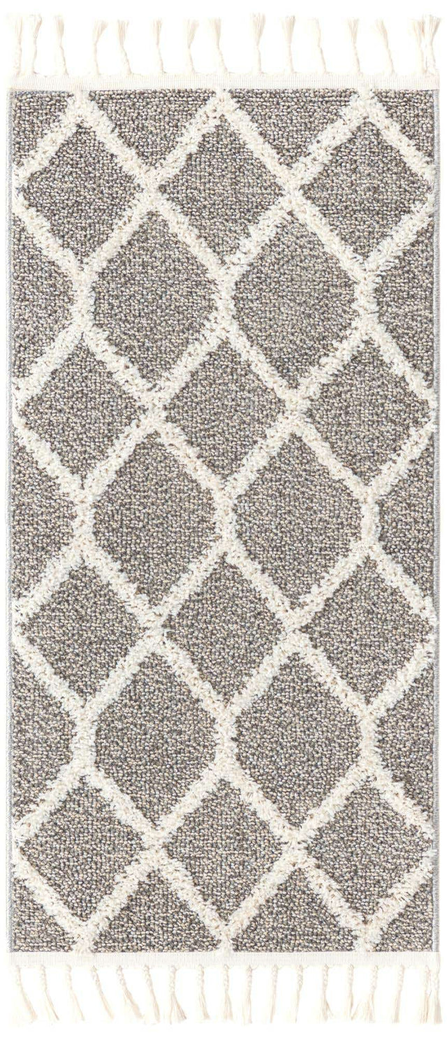 Gray 2' x 4' 1 Boho Runner Area Rug 100% Polyester With Cotton Backing Geometric Modern Boho Bohemian Decor Carpet for Living Rooms Office Dining Kitchen Unique Interior Design for Sale at Rug Engine