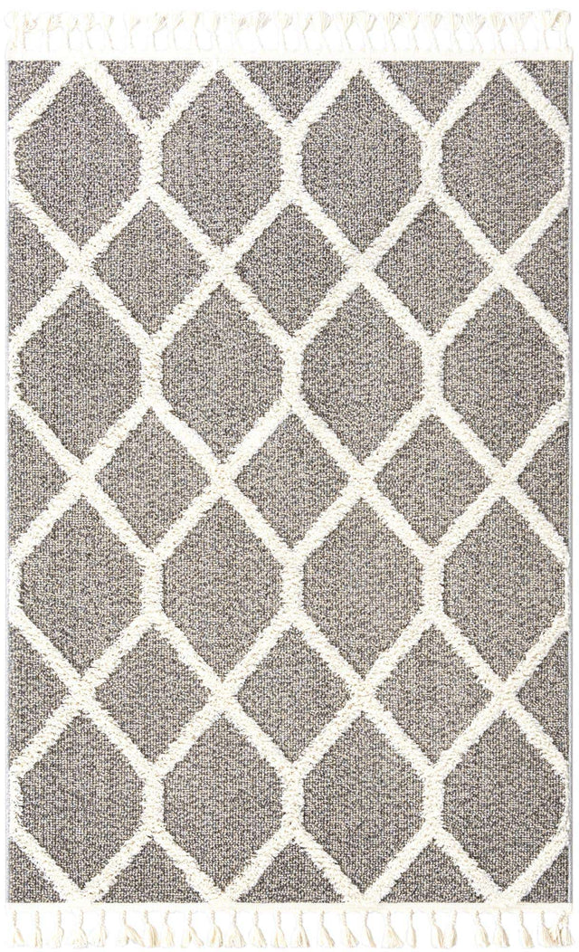 Gray 4' 1 x 6' 1 Boho Rectangle Area Rug 100% Polyester With Cotton Backing Geometric Modern Boho Bohemian Decor Carpet for Living Rooms Office Dining Kitchen Unique Interior Design for Sale at Rug Engine