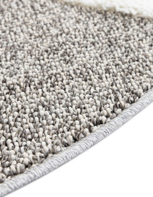 Gray 7' 10 x 7' 10 Boho Round Area Rug 100% Polyester With Cotton Backing Geometric Modern Boho Bohemian Decor Carpet for Living Rooms Office Dining Kitchen Unique Interior Design for Sale at Rug Engine