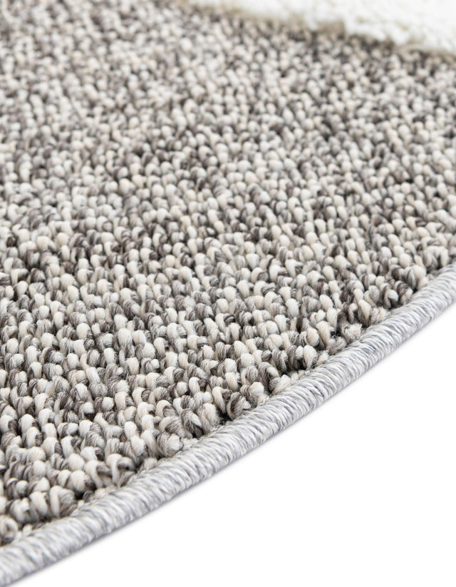 Gray 3' 3 x 3' 3 Boho Round Area Rug 100% Polyester With Cotton Backing Geometric Modern Boho Bohemian Decor Carpet for Living Rooms Office Dining Kitchen Unique Interior Design for Sale at Rug Engine
