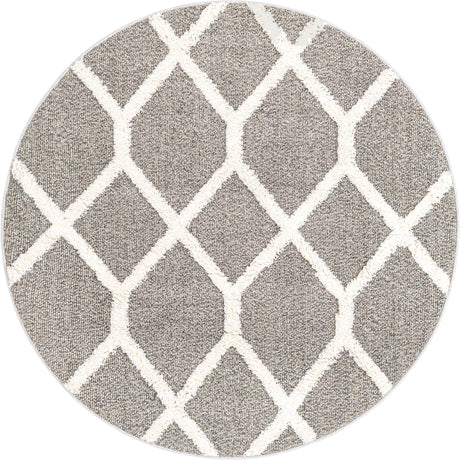Gray 5' 3 x 5' 3 Boho Round Area Rug 100% Polyester With Cotton Backing Geometric Modern Boho Bohemian Decor Carpet for Living Rooms Office Dining Kitchen Unique Interior Design for Sale at Rug Engine