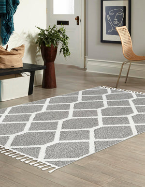 Gray 2' x 3' 1 Boho Rectangle Area Rug 100% Polyester With Cotton Backing Geometric Modern Boho Bohemian Decor Carpet for Living Rooms Office Dining Kitchen Unique Interior Design for Sale at Rug Engine