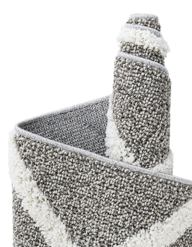 Gray 2' x 6' 1 Boho Runner Area Rug 100% Polyester With Cotton Backing Geometric Modern Boho Bohemian Decor Carpet for Living Rooms Office Dining Kitchen Unique Interior Design for Sale at Rug Engine