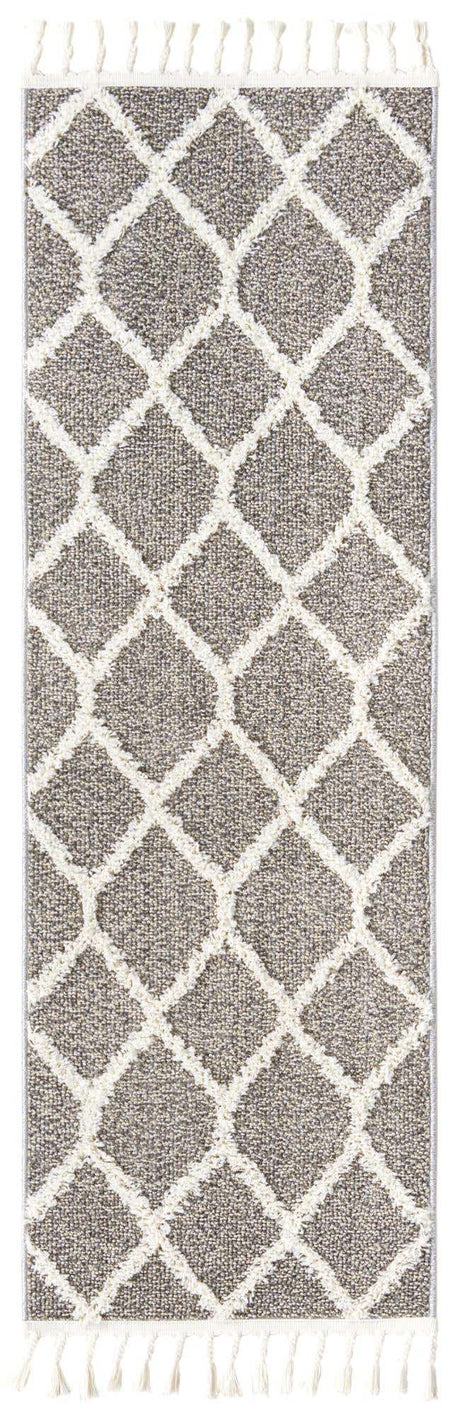 Gray 2' x 6' 1 Boho Runner Area Rug 100% Polyester With Cotton Backing Geometric Modern Boho Bohemian Decor Carpet for Living Rooms Office Dining Kitchen Unique Interior Design for Sale at Rug Engine