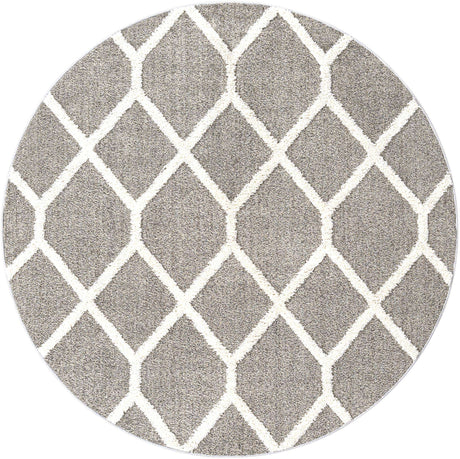 Gray 7' 10 x 7' 10 Boho Round Area Rug 100% Polyester With Cotton Backing Geometric Modern Boho Bohemian Decor Carpet for Living Rooms Office Dining Kitchen Unique Interior Design for Sale at Rug Engine