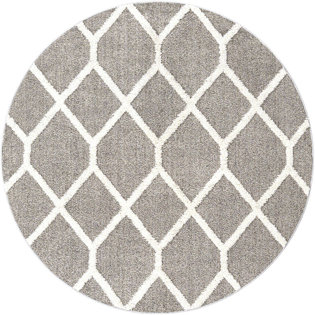 Gray 7' 10 x 7' 10 Boho Round Area Rug 100% Polyester With Cotton Backing Geometric Modern Boho Bohemian Decor Carpet for Living Rooms Office Dining Kitchen Unique Interior Design for Sale at Rug Engine