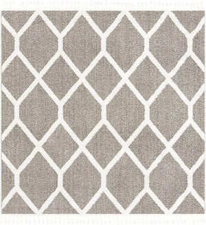Gray 7' 10 x 7' 10 Boho Square Area Rug 100% Polyester With Cotton Backing Geometric Modern Boho Bohemian Decor Carpet for Living Rooms Office Dining Kitchen Unique Interior Design for Sale at Rug Engine