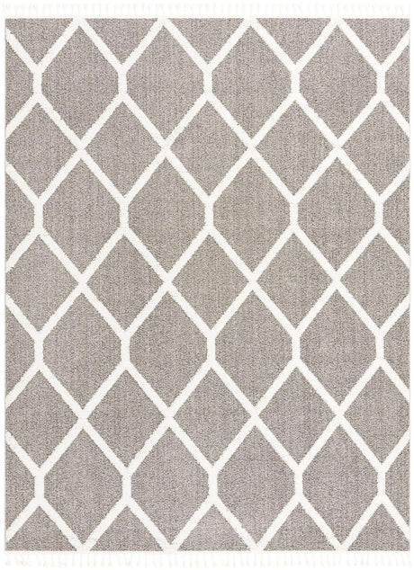 Gray 9' x 12' Boho Rectangle Area Rug 100% Polyester With Cotton Backing Geometric Modern Boho Bohemian Decor Carpet for Living Rooms Office Dining Kitchen Unique Interior Design for Sale at Rug Engine