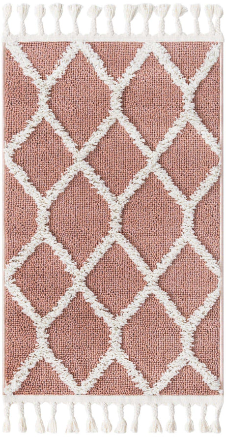 Pink 2' x 3' 1 Boho Rectangle Area Rug 100% Polyester With Cotton Backing Geometric Modern Boho Bohemian Decor Carpet for Living Rooms Office Dining Kitchen Unique Interior Design for Sale at Rug Engine