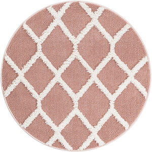 Pink 3' 3 x 3' 3 Boho Round Area Rug 100% Polyester With Cotton Backing Geometric Modern Boho Bohemian Decor Carpet for Living Rooms Office Dining Kitchen Unique Interior Design for Sale at Rug Engine