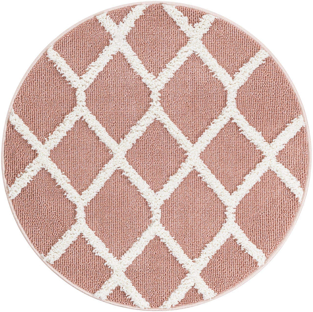 Pink 3' 3 x 3' 3 Boho Round Area Rug 100% Polyester With Cotton Backing Geometric Modern Boho Bohemian Decor Carpet for Living Rooms Office Dining Kitchen Unique Interior Design for Sale at Rug Engine