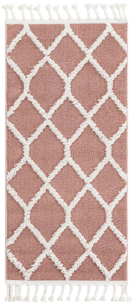 Pink 2' x 4' 1 Boho Runner Area Rug 100% Polyester With Cotton Backing Geometric Modern Boho Bohemian Decor Carpet for Living Rooms Office Dining Kitchen Unique Interior Design for Sale at Rug Engine