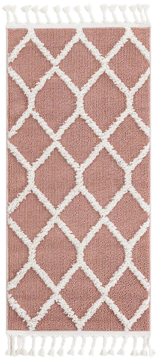 Pink 2' x 4' 1 Boho Runner Area Rug 100% Polyester With Cotton Backing Geometric Modern Boho Bohemian Decor Carpet for Living Rooms Office Dining Kitchen Unique Interior Design for Sale at Rug Engine