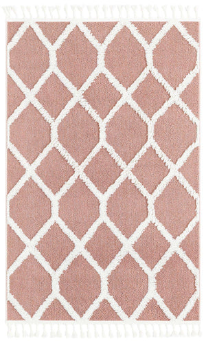 Pink 4' 1 x 6' 1 Boho Rectangle Area Rug 100% Polyester With Cotton Backing Geometric Modern Boho Bohemian Decor Carpet for Living Rooms Office Dining Kitchen Unique Interior Design for Sale at Rug Engine