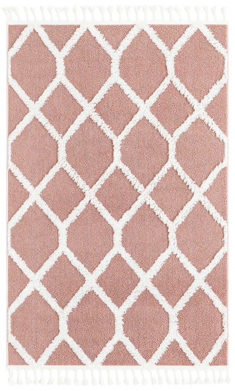 Pink 4' 1 x 6' 1 Boho Rectangle Area Rug 100% Polyester With Cotton Backing Geometric Modern Boho Bohemian Decor Carpet for Living Rooms Office Dining Kitchen Unique Interior Design for Sale at Rug Engine
