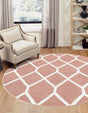 Pink 3' 3 x 3' 3 Boho Round Area Rug 100% Polyester With Cotton Backing Geometric Modern Boho Bohemian Decor Carpet for Living Rooms Office Dining Kitchen Unique Interior Design for Sale at Rug Engine
