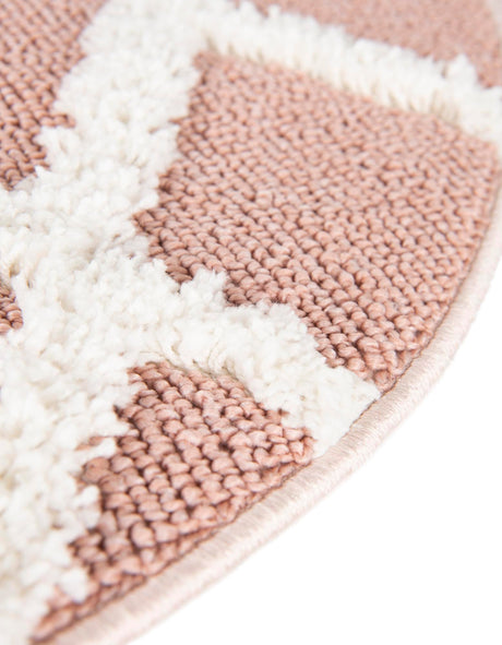 Pink 3' 3 x 3' 3 Boho Round Area Rug 100% Polyester With Cotton Backing Geometric Modern Boho Bohemian Decor Carpet for Living Rooms Office Dining Kitchen Unique Interior Design for Sale at Rug Engine