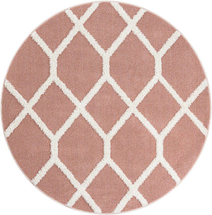 Pink 5' 3 x 5' 3 Boho Round Area Rug 100% Polyester With Cotton Backing Geometric Modern Boho Bohemian Decor Carpet for Living Rooms Office Dining Kitchen Unique Interior Design for Sale at Rug Engine