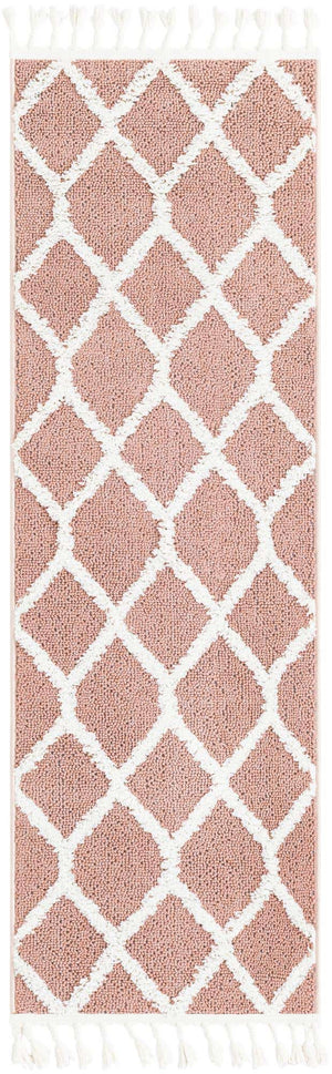 Pink 2' x 6' 1 Boho Runner Area Rug 100% Polyester With Cotton Backing Geometric Modern Boho Bohemian Decor Carpet for Living Rooms Office Dining Kitchen Unique Interior Design for Sale at Rug Engine