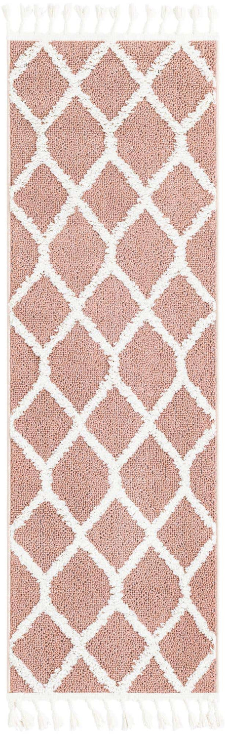 Pink 2' x 6' 1 Boho Runner Area Rug 100% Polyester With Cotton Backing Geometric Modern Boho Bohemian Decor Carpet for Living Rooms Office Dining Kitchen Unique Interior Design for Sale at Rug Engine