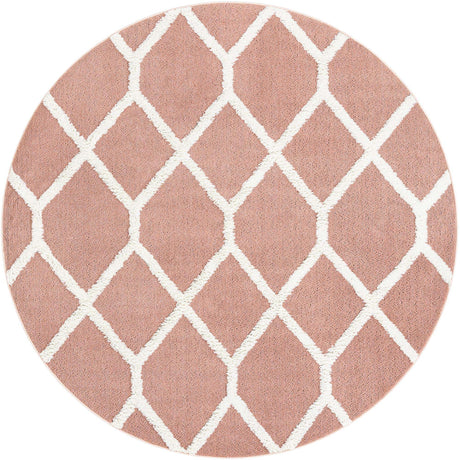Pink 7' 10 x 7' 10 Boho Round Area Rug 100% Polyester With Cotton Backing Geometric Modern Boho Bohemian Decor Carpet for Living Rooms Office Dining Kitchen Unique Interior Design for Sale at Rug Engine