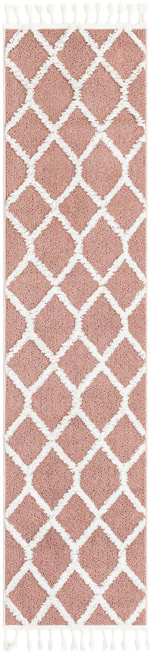 Pink 2' x 8' Boho Runner Area Rug 100% Polyester With Cotton Backing Geometric Modern Boho Bohemian Decor Carpet for Living Rooms Office Dining Kitchen Unique Interior Design for Sale at Rug Engine