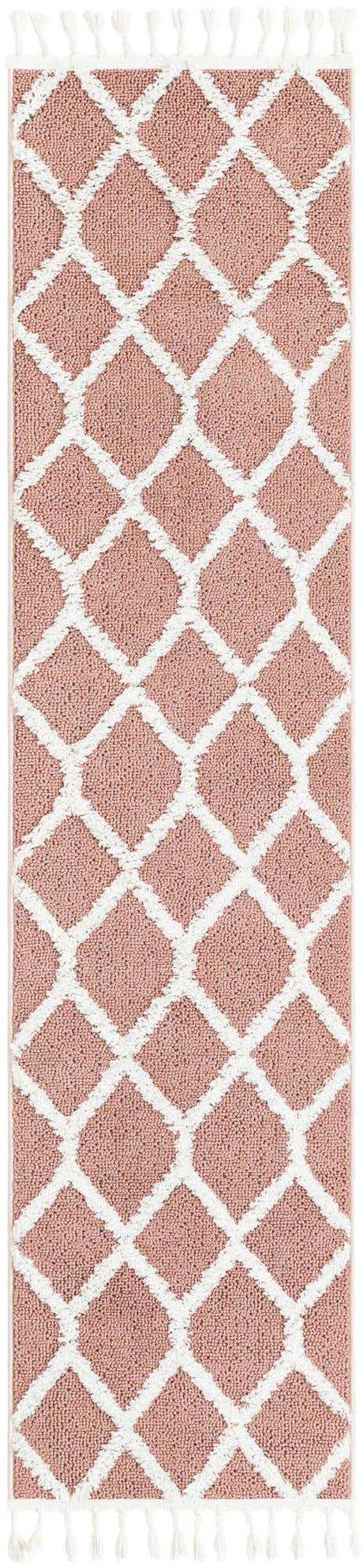 Pink 2' x 8' Boho Runner Area Rug 100% Polyester With Cotton Backing Geometric Modern Boho Bohemian Decor Carpet for Living Rooms Office Dining Kitchen Unique Interior Design for Sale at Rug Engine