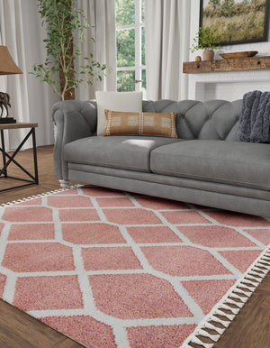 Pink 7' 10 x 7' 10 Boho Square Area Rug 100% Polyester With Cotton Backing Geometric Modern Boho Bohemian Decor Carpet for Living Rooms Office Dining Kitchen Unique Interior Design for Sale at Rug Engine