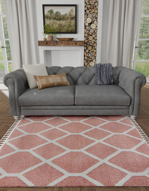 Pink 7' 10 x 7' 10 Boho Square Area Rug 100% Polyester With Cotton Backing Geometric Modern Boho Bohemian Decor Carpet for Living Rooms Office Dining Kitchen Unique Interior Design for Sale at Rug Engine