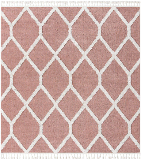 Pink 7' 10 x 7' 10 Boho Square Area Rug 100% Polyester With Cotton Backing Geometric Modern Boho Bohemian Decor Carpet for Living Rooms Office Dining Kitchen Unique Interior Design for Sale at Rug Engine